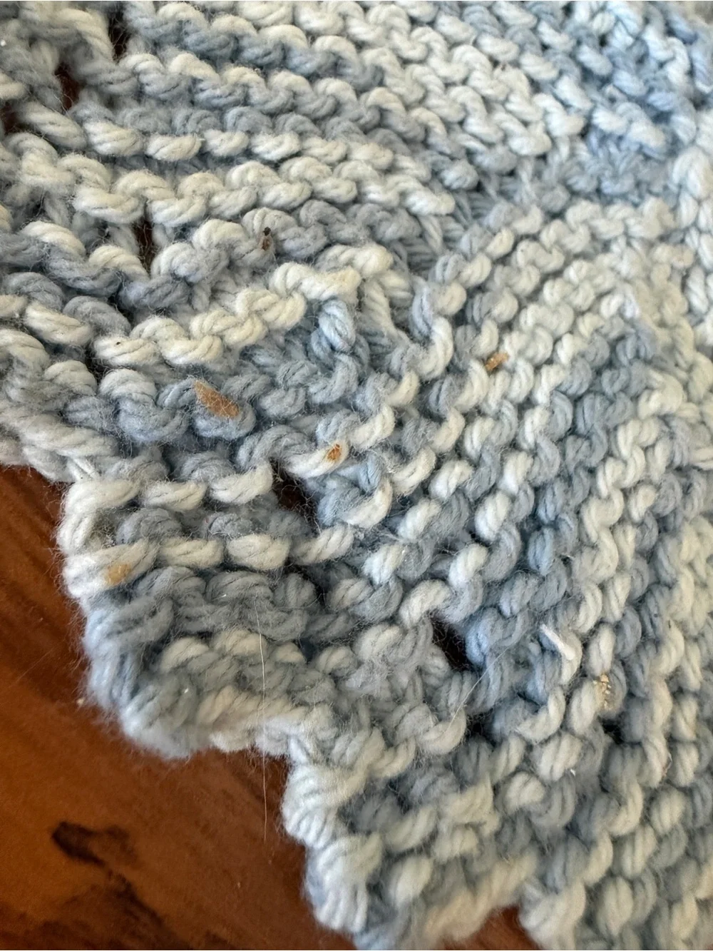 Light Blue Hand-Knit Cotton Wash Cloth - Home Bath vintage